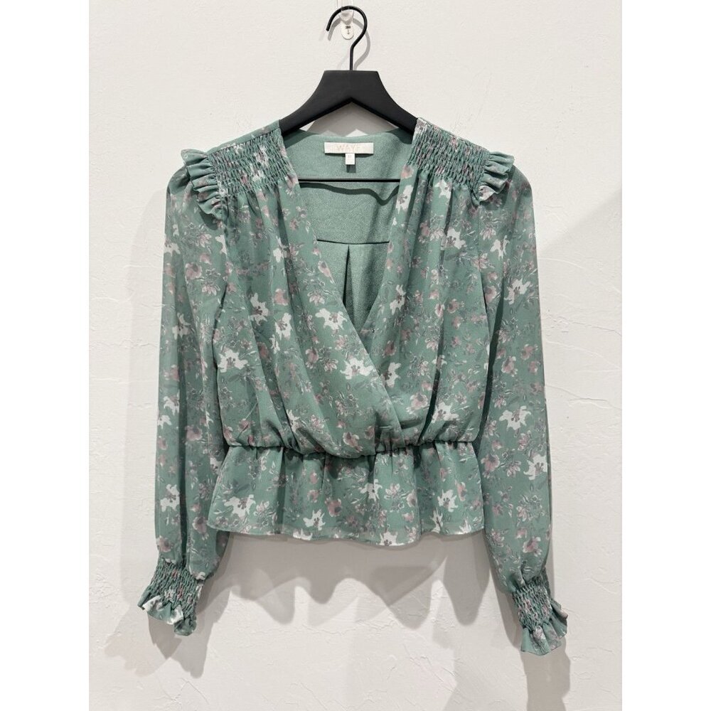 Wayf Floral Long Sleeve Top Green Size XS - Picture 2 of 9